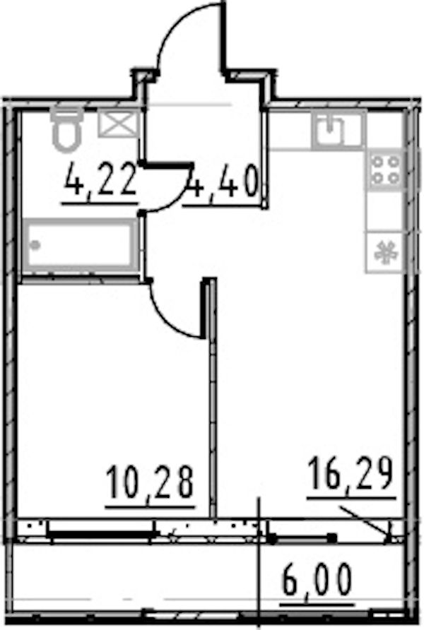 1-комнатная квартира 35.19 м², 7/9 эт., ЖК «Город Первых»